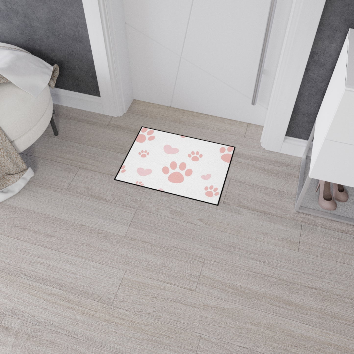 Pet Lover's Heavy Duty Floor Mat - Cute Paw Print Design, Dog/Cat Home Decor, Indoor/Outdoor Use, Pet Gifts, Heart Design