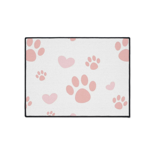 Pet Lover's Heavy Duty Floor Mat - Cute Paw Print Design, Dog/Cat Home Decor, Indoor/Outdoor Use, Pet Gifts, Heart Design